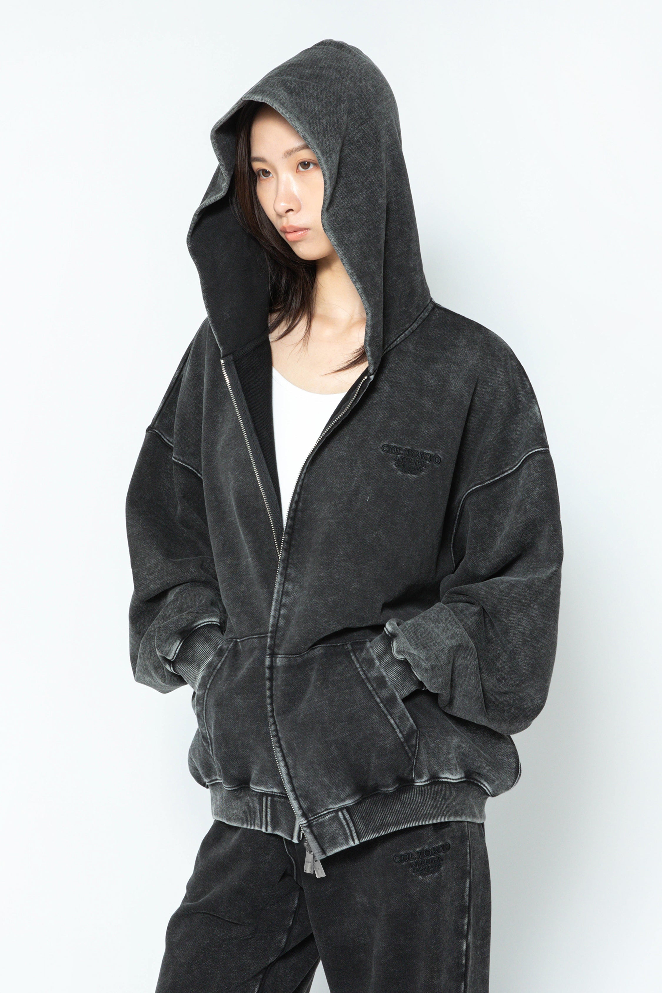 トップス CDL TOKYOAcid Wash Zip Hoodie CDL Acid Wash Zip Hoodie – CDL TOKYO