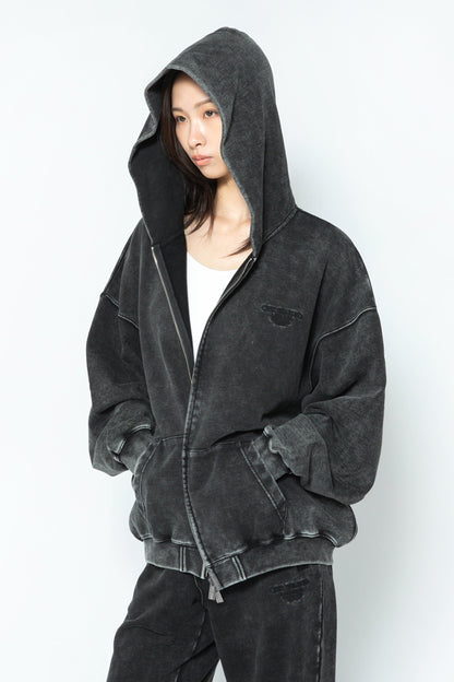 CDL Acid Wash Zip Hoodie